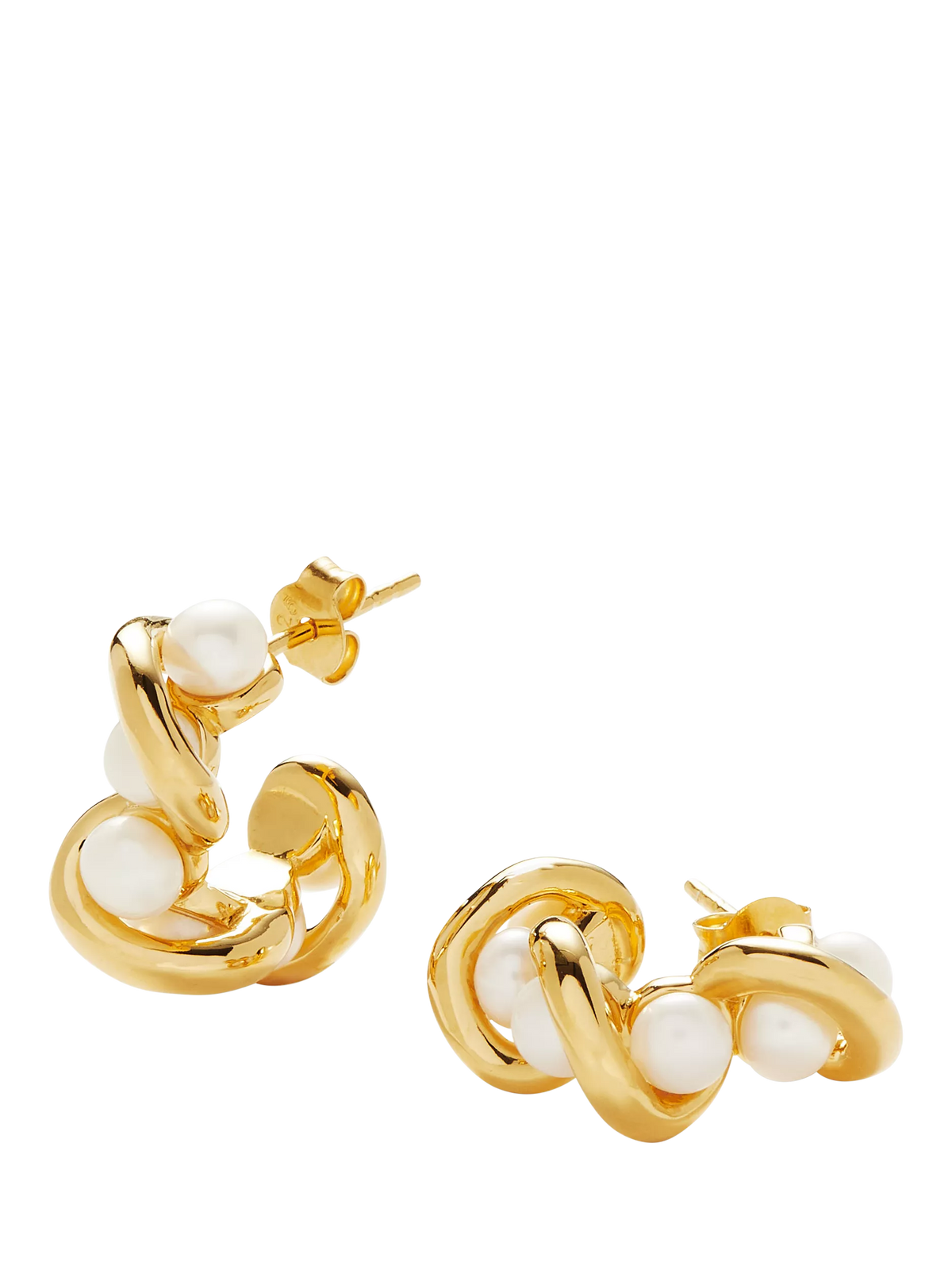 Missoma pearl mini double hoop earrings gold (British brand)