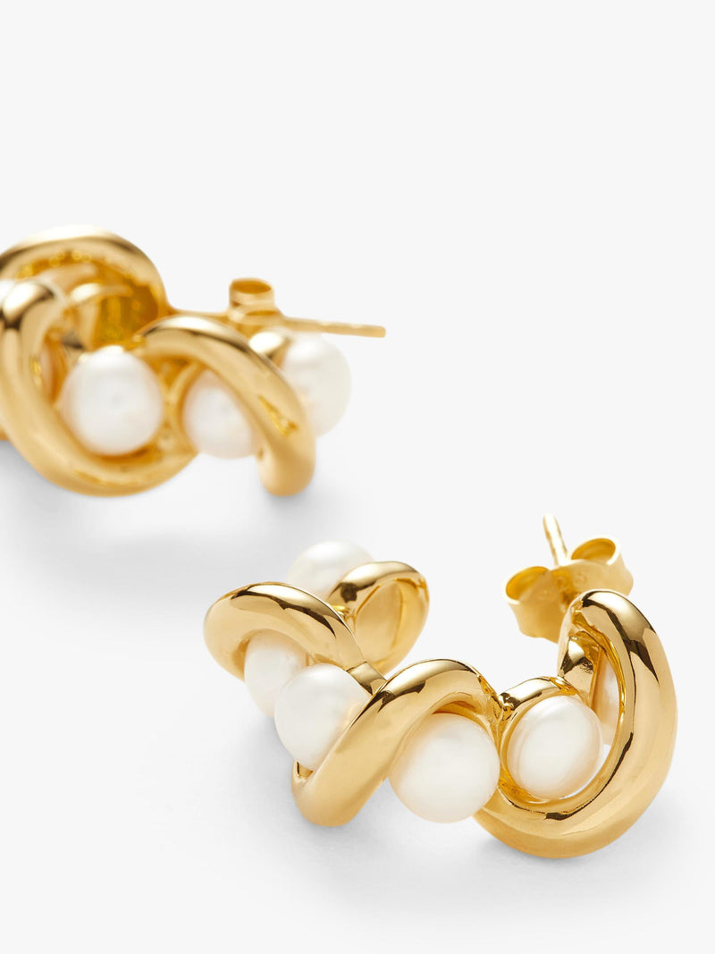 Missoma pearl mini double hoop earrings gold (British brand)