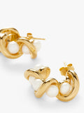Missoma pearl mini double hoop earrings gold (British brand)