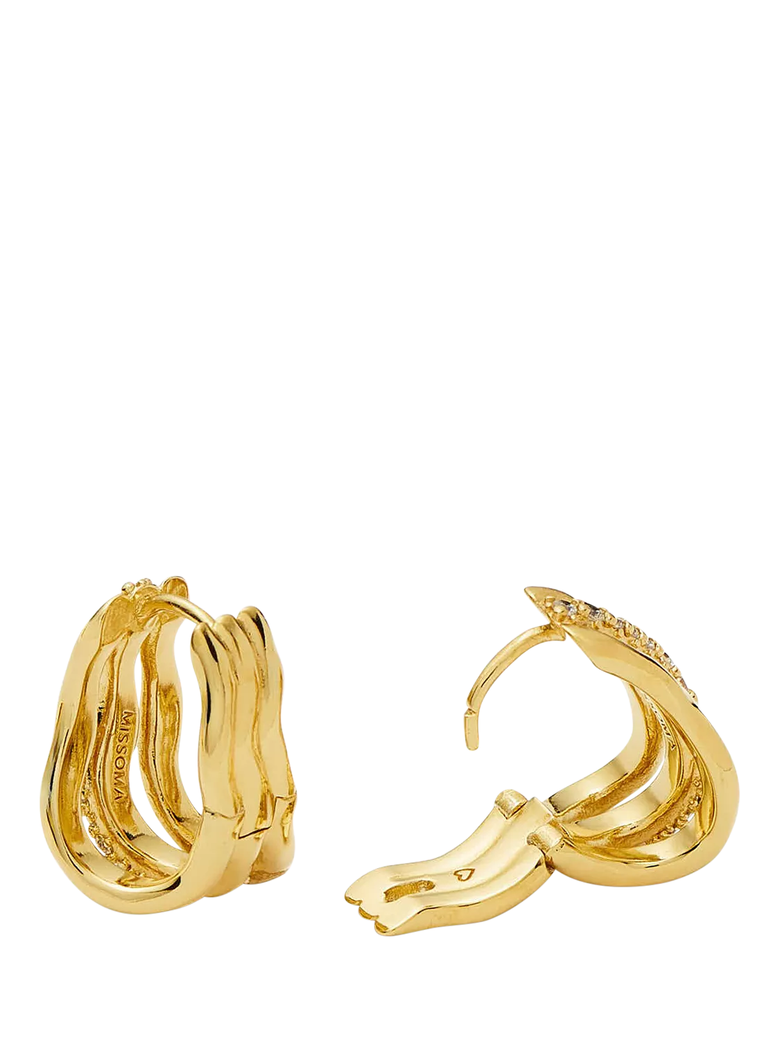 Missoma Molten Snow triple small hoop earrings, UK version