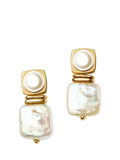Missoma square pearl earrings in gold plate, imported from the UK