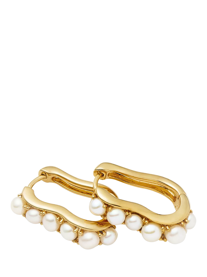 Missoma Ovate Pearl gold hoop earrings (British brand)