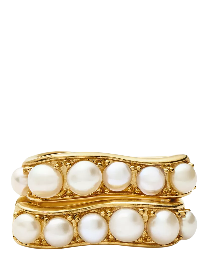 Missoma Ovate Pearl gold hoop earrings (British brand)