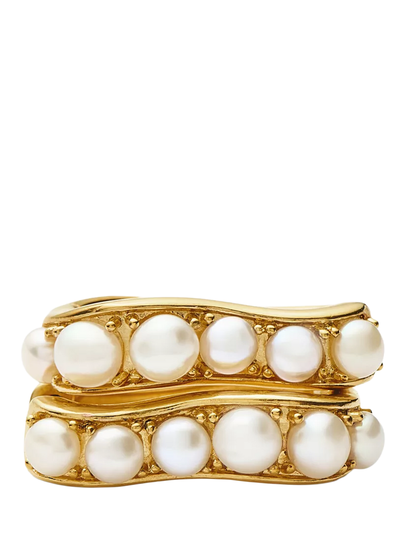 Missoma Ovate Pearl gold hoop earrings (British brand)