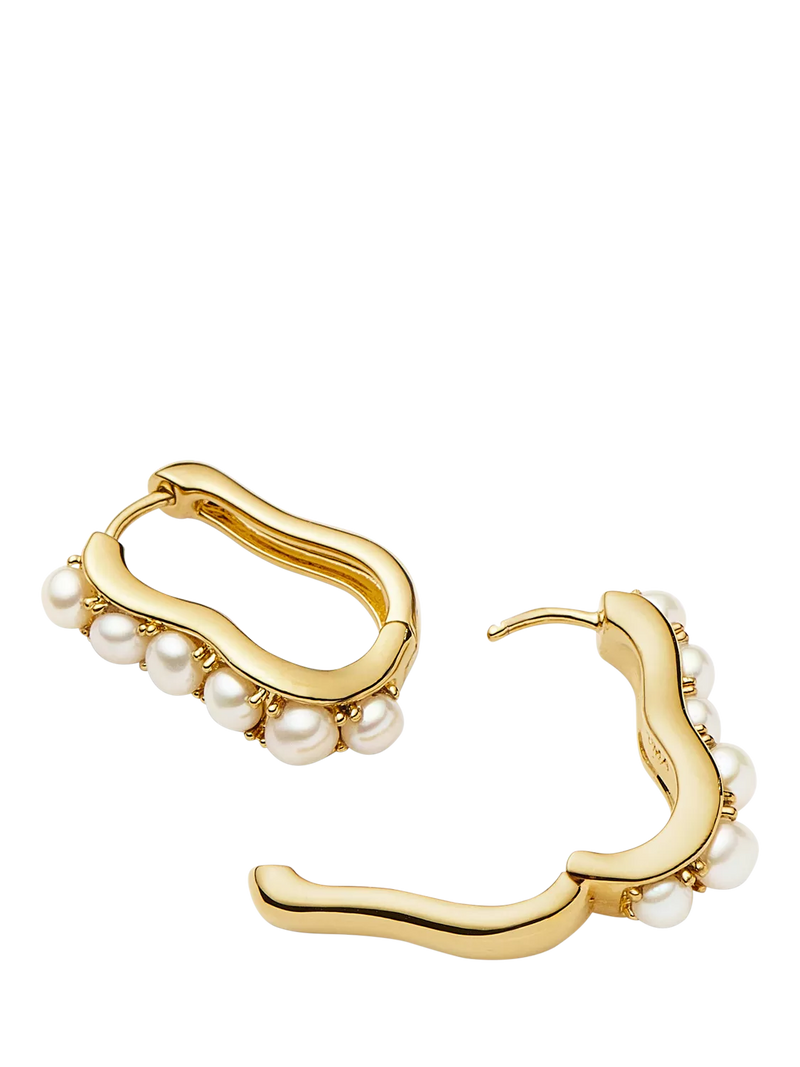 Missoma Ovate Pearl gold hoop earrings (British brand)
