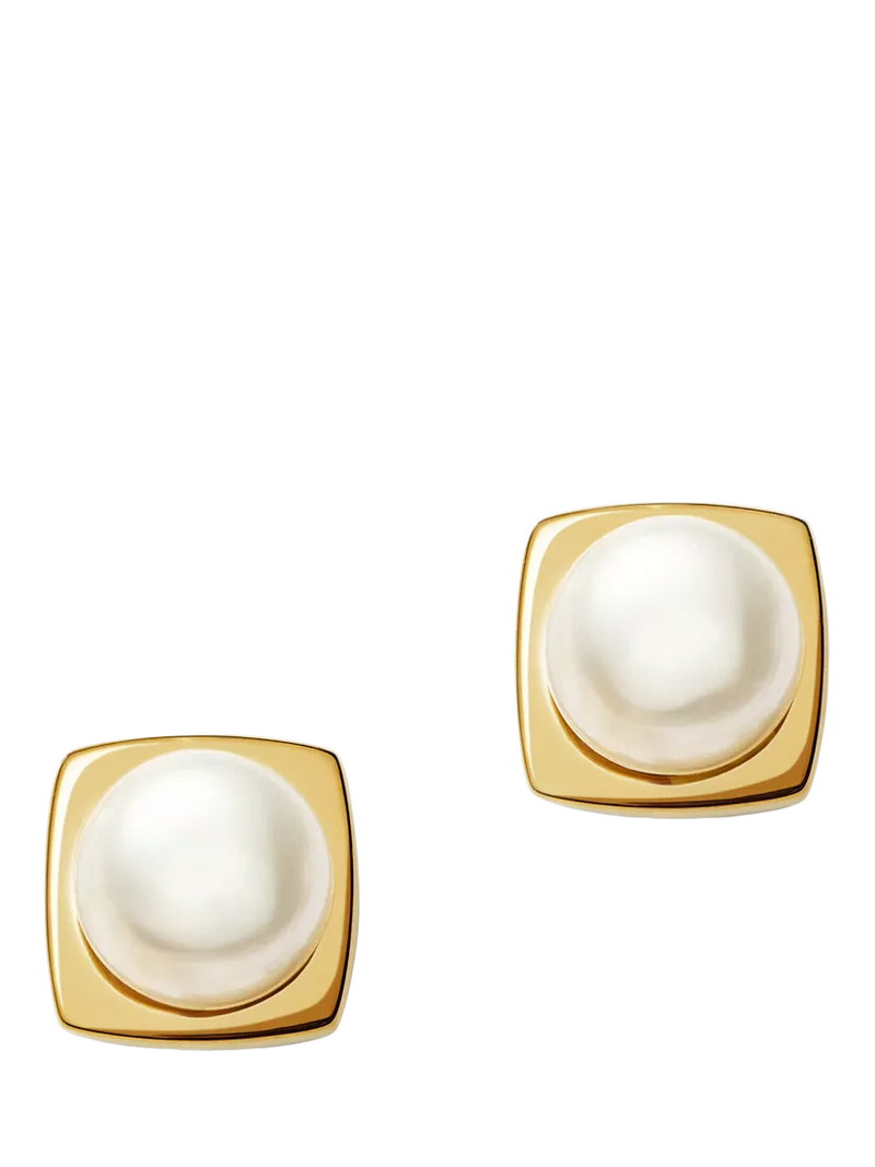 Missoma square pearl stud earrings gold - British product