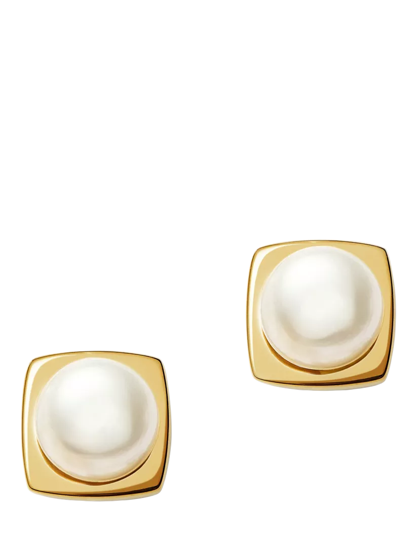 Missoma square pearl stud earrings gold - British product
