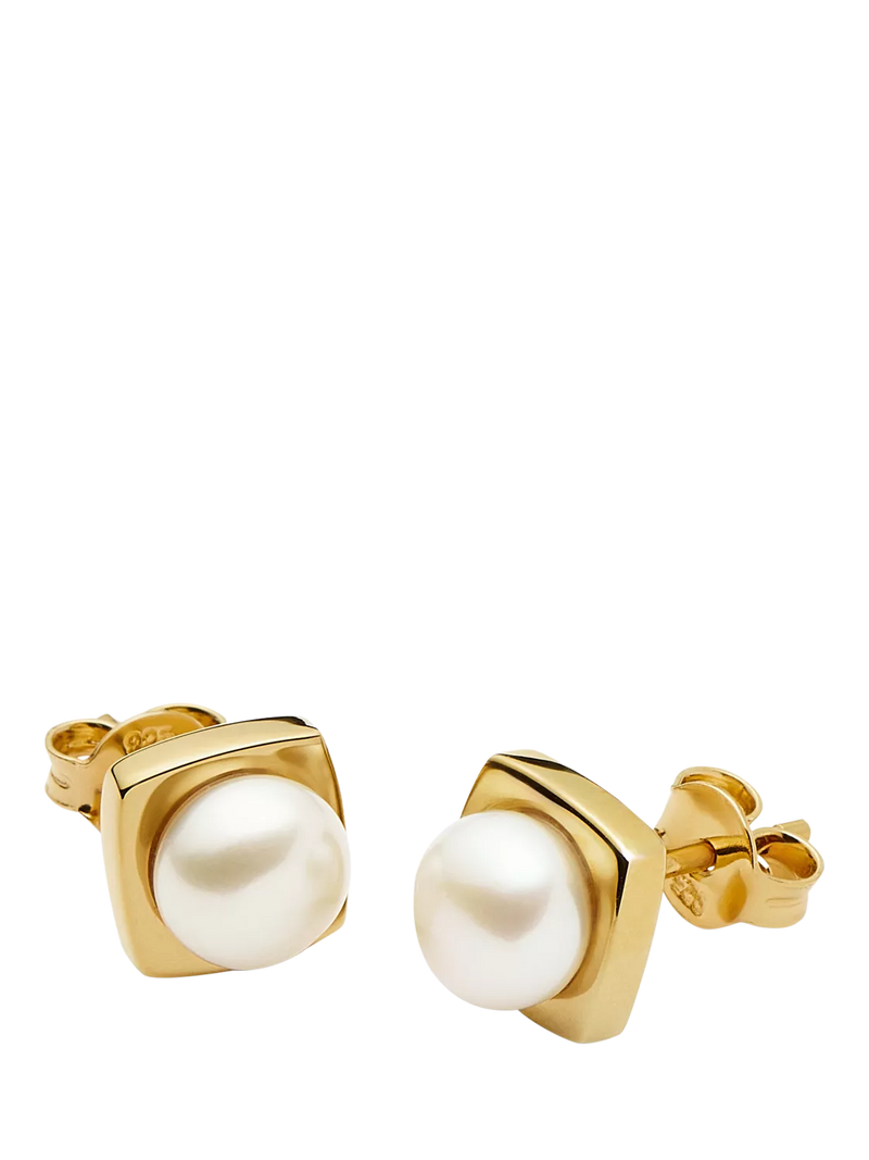 Missoma square pearl stud earrings gold - British product