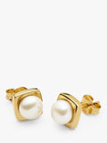 Missoma square pearl stud earrings gold - British product