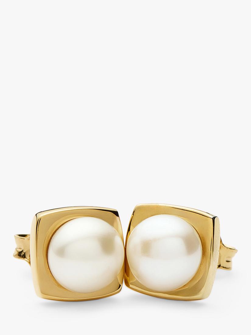 Missoma square pearl stud earrings gold - British product