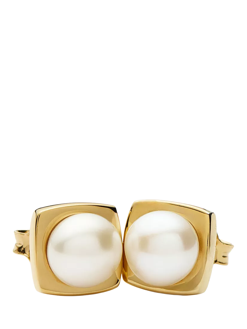 Missoma square pearl stud earrings gold - British product