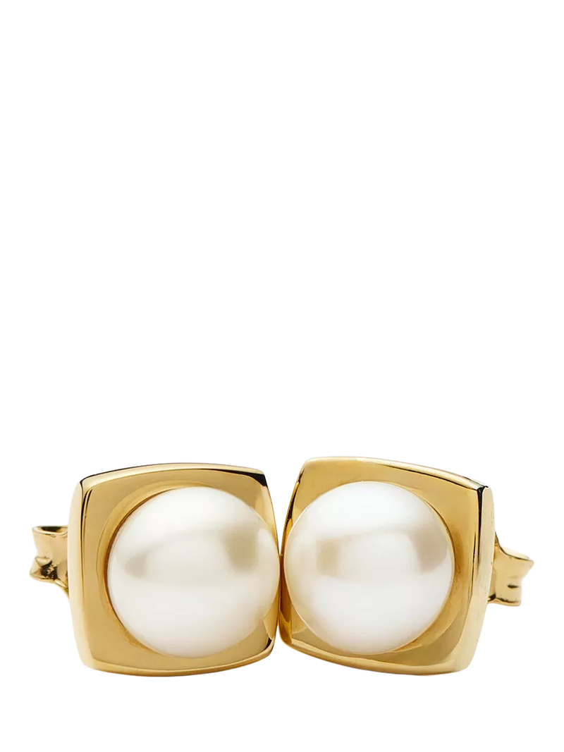 Missoma square pearl stud earrings gold - British product