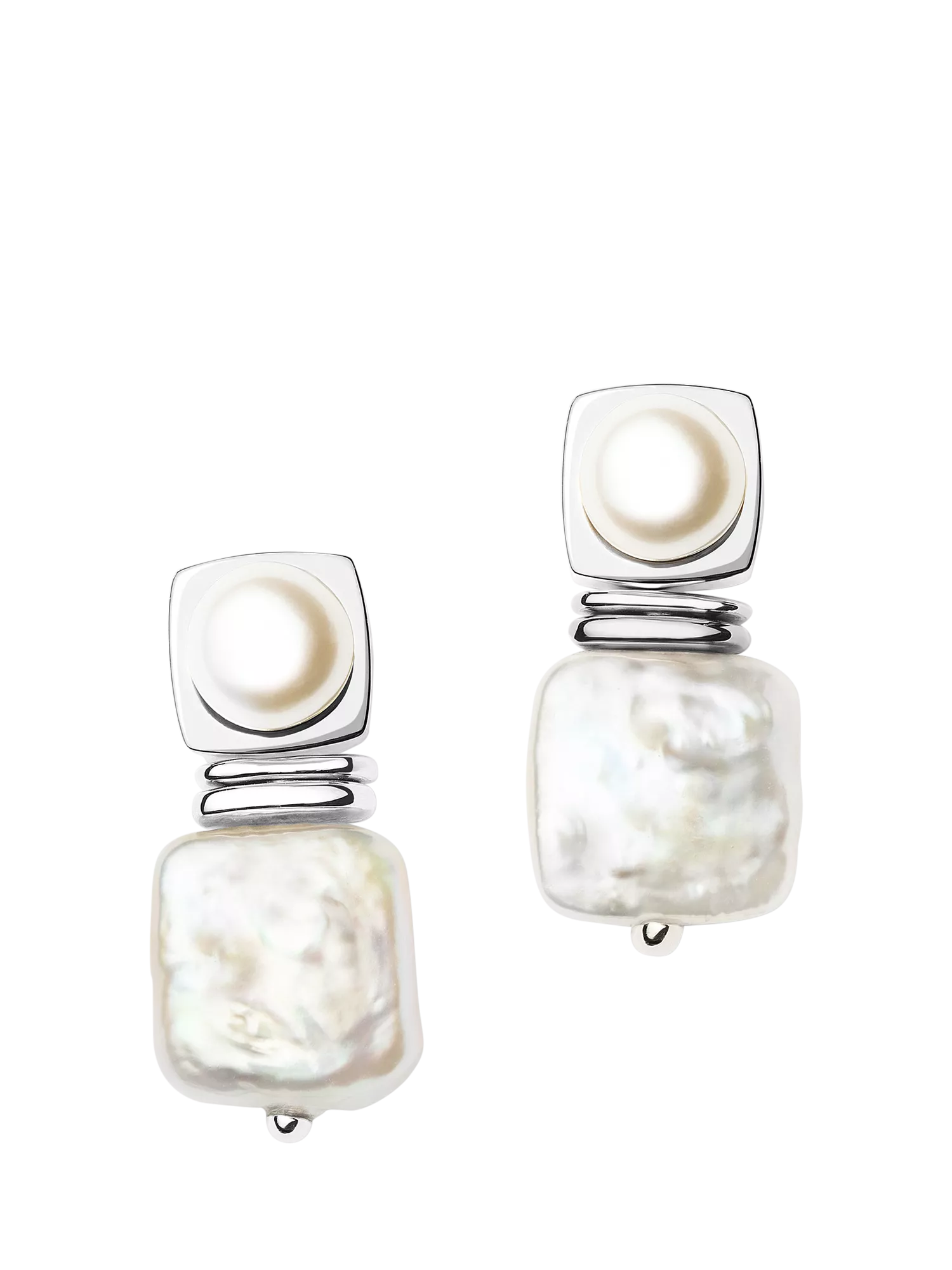 Missoma Square Pearl Statement Earrings Small