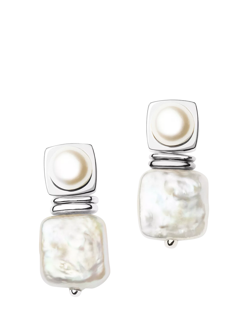 Missoma Square Pearl Statement Earrings Small