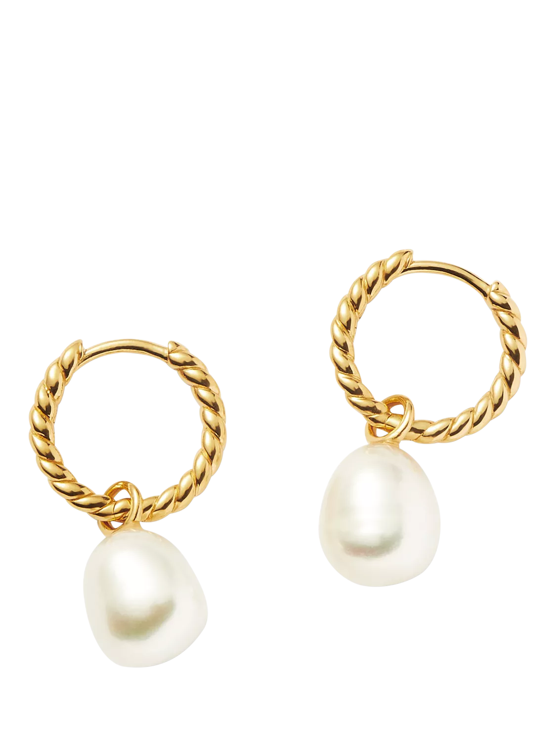 Missoma small twisted drop hoop earrings with pearl charm, UK version