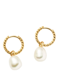Missoma small twisted drop hoop earrings with pearl charm, UK version