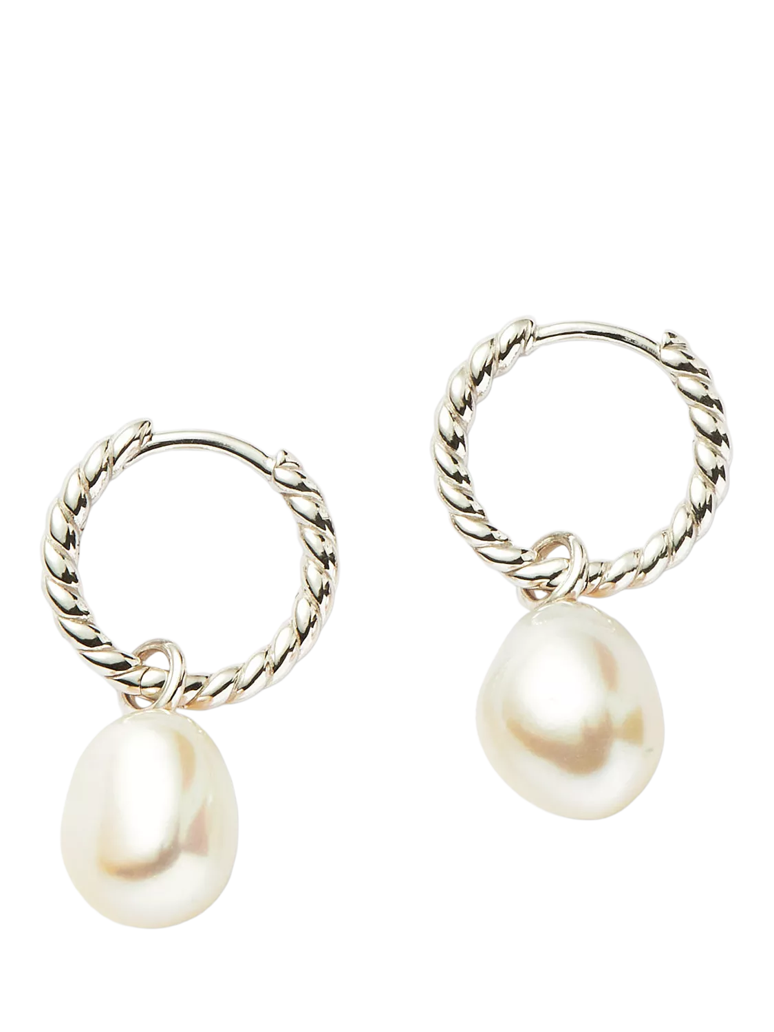 Missoma Pearl Twisted Small Drop Hoop Earrings