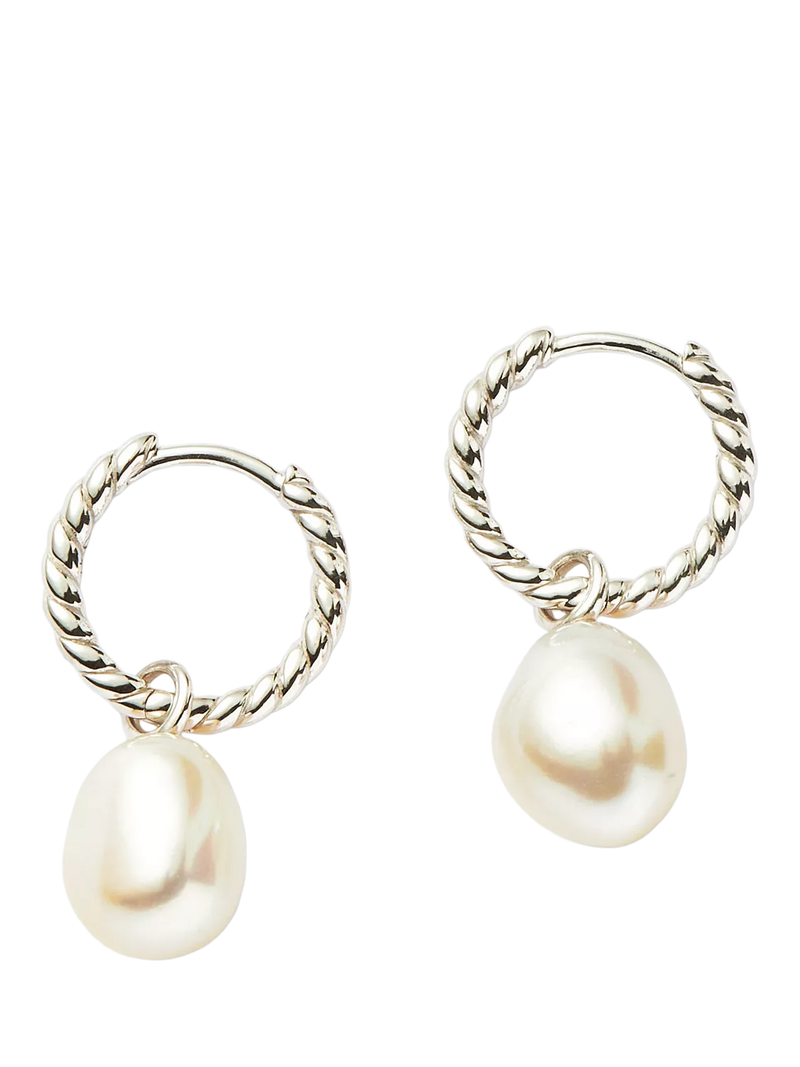 Missoma Pearl Twisted Small Drop Hoop Earrings