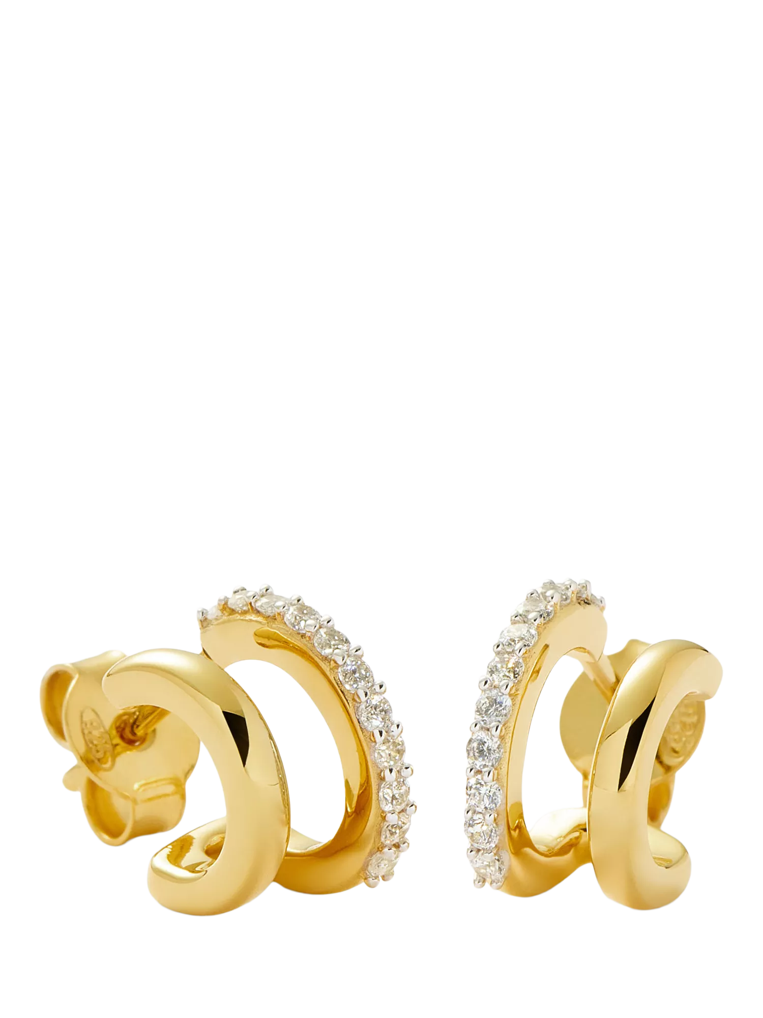 Missoma gold double huggie hoop earrings with cubic zirconia, UK version