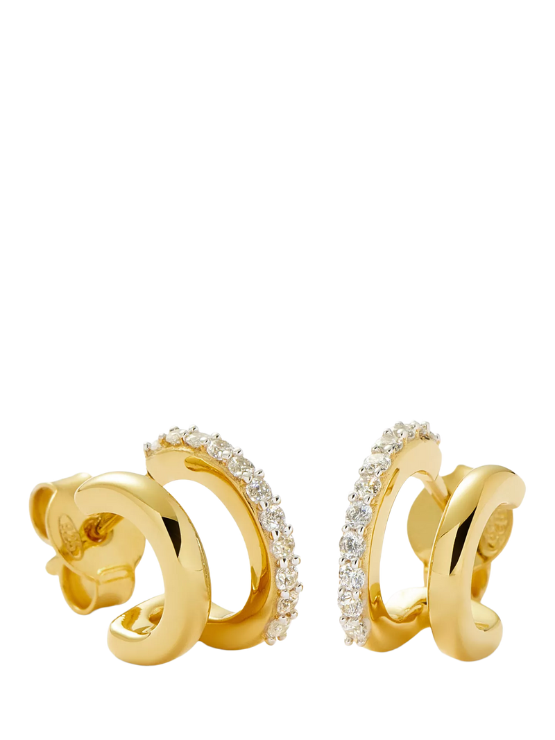 Missoma gold double huggie hoop earrings with cubic zirconia, UK version