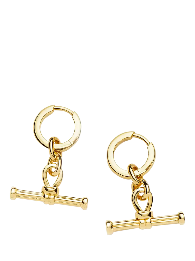 Missoma huggie hoop earrings with removable T-bar charms (British brand)