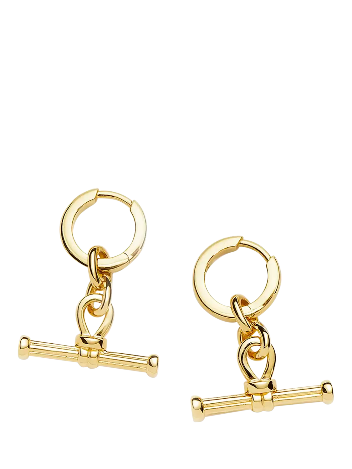 Missoma huggie hoop earrings with removable T-bar charms (British brand)