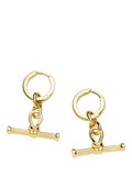 Missoma huggie hoop earrings with removable T-bar charms (British brand)