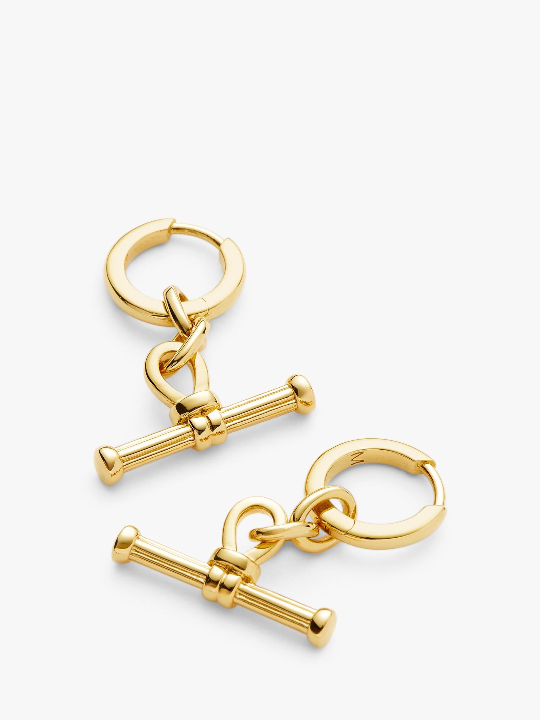 Missoma huggie hoop earrings with removable T-bar charms (British brand)