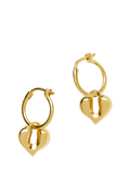 Missoma heart charm hoop earrings with liquid heart motif, imported from the UK