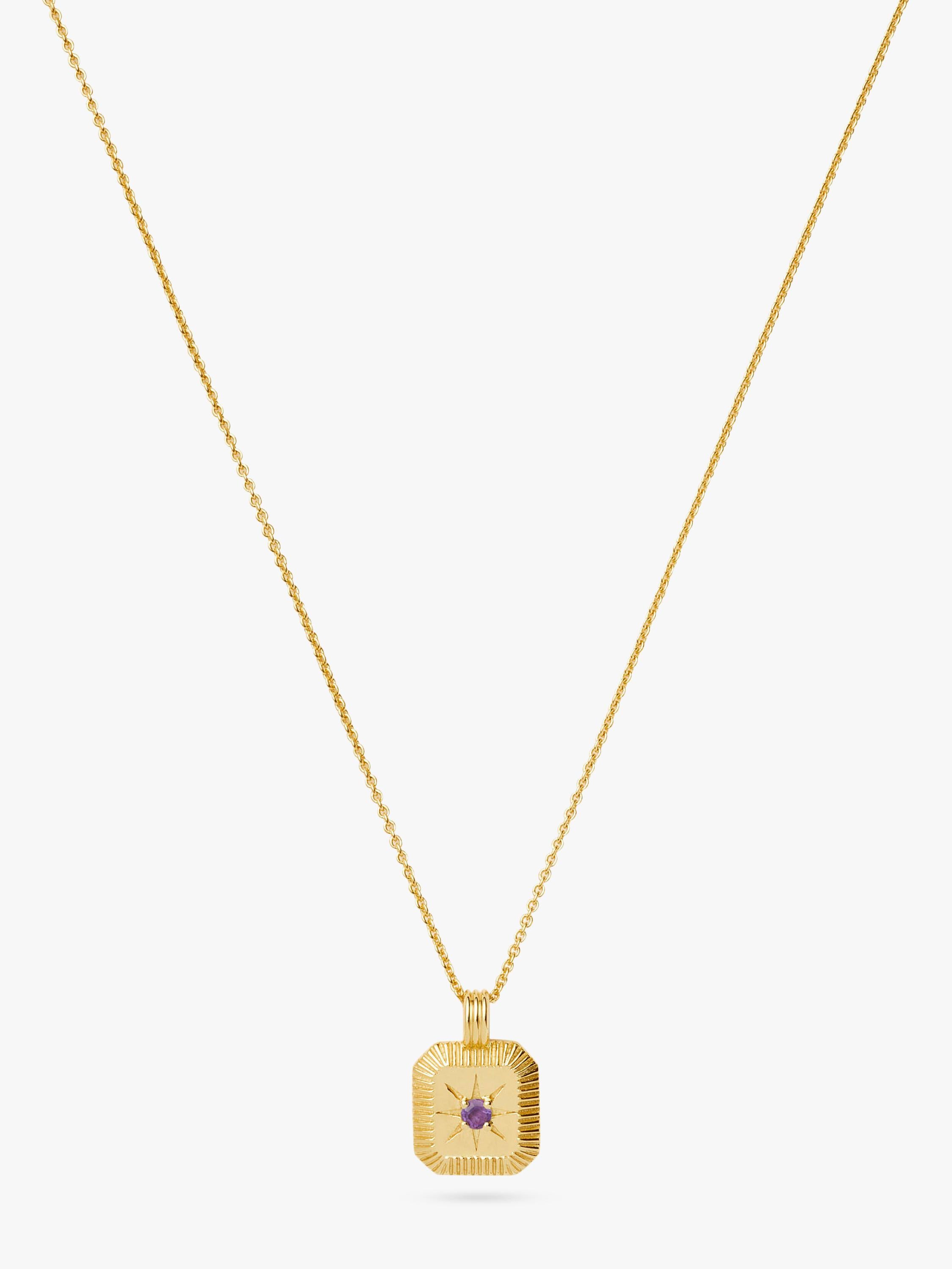 Missoma Birthstone Ridged Pendant Necklace gold vermeil amethyst - British product