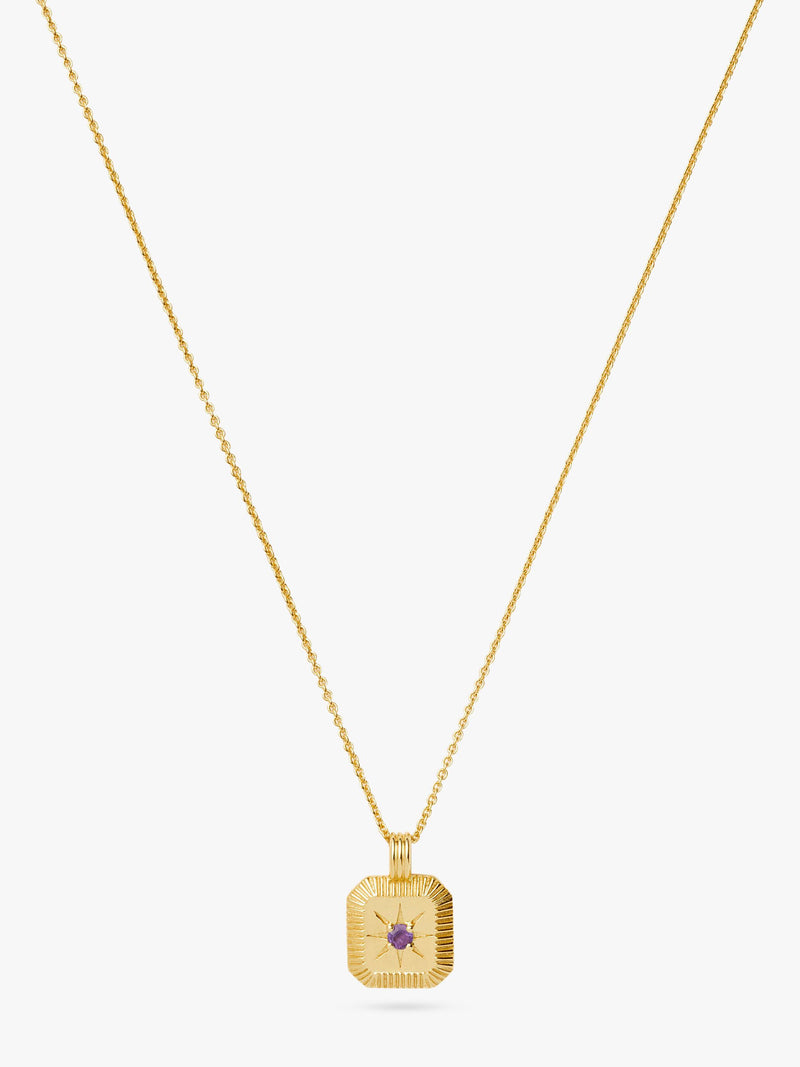 Missoma Birthstone Ridged Pendant Necklace gold vermeil amethyst - British product