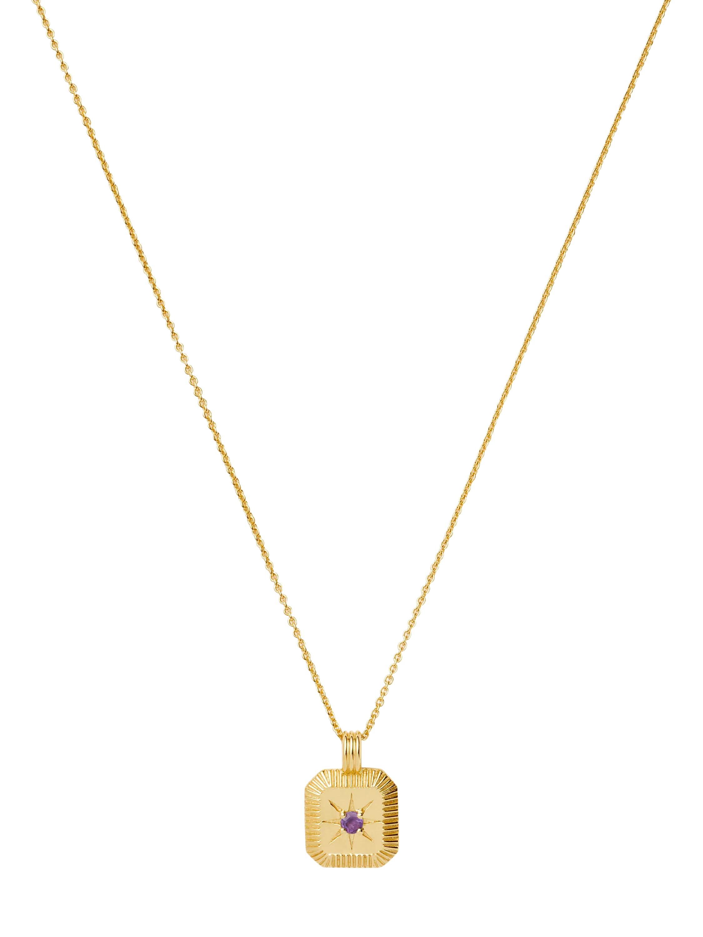 Missoma Amethyst Birthstone Ridged Pendant Necklace