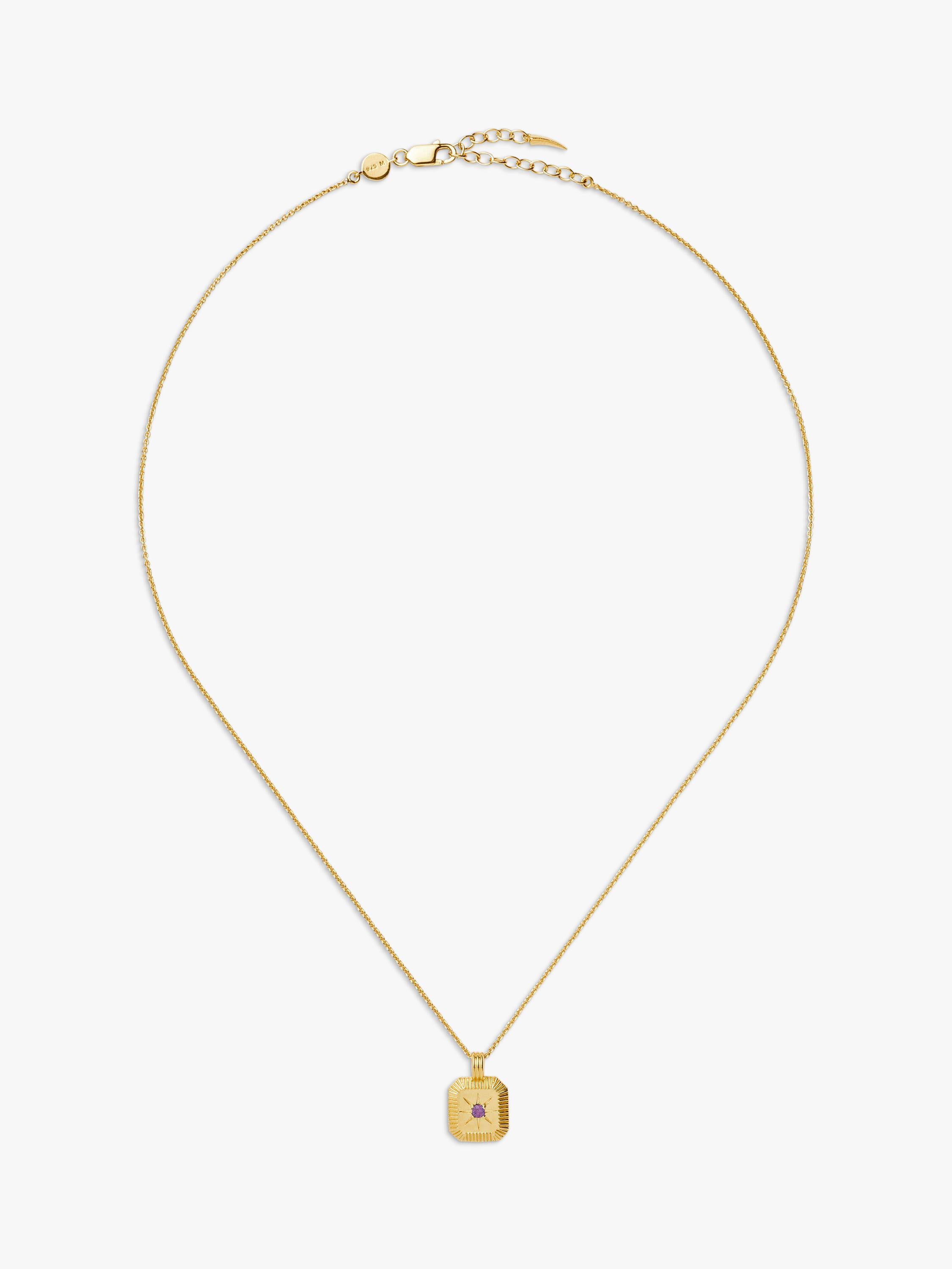 Missoma Birthstone Ridged Pendant Necklace gold vermeil amethyst - British product