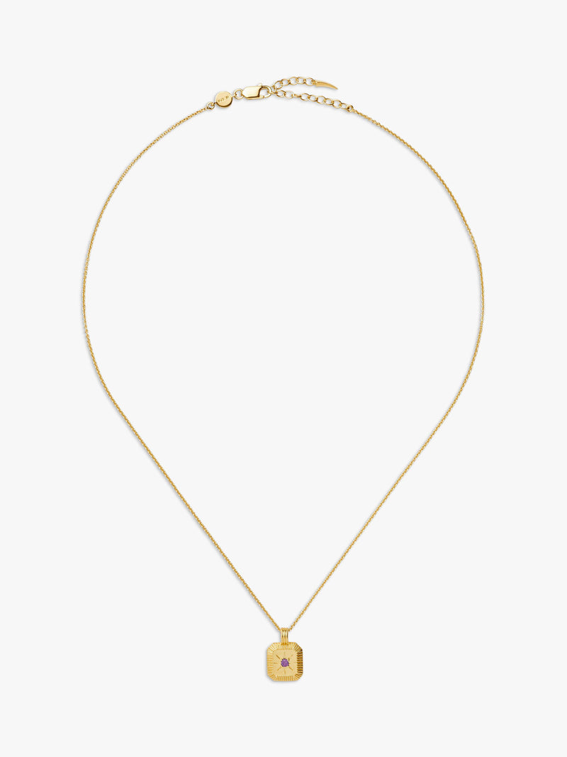 Missoma Birthstone Ridged Pendant Necklace gold vermeil amethyst - British product