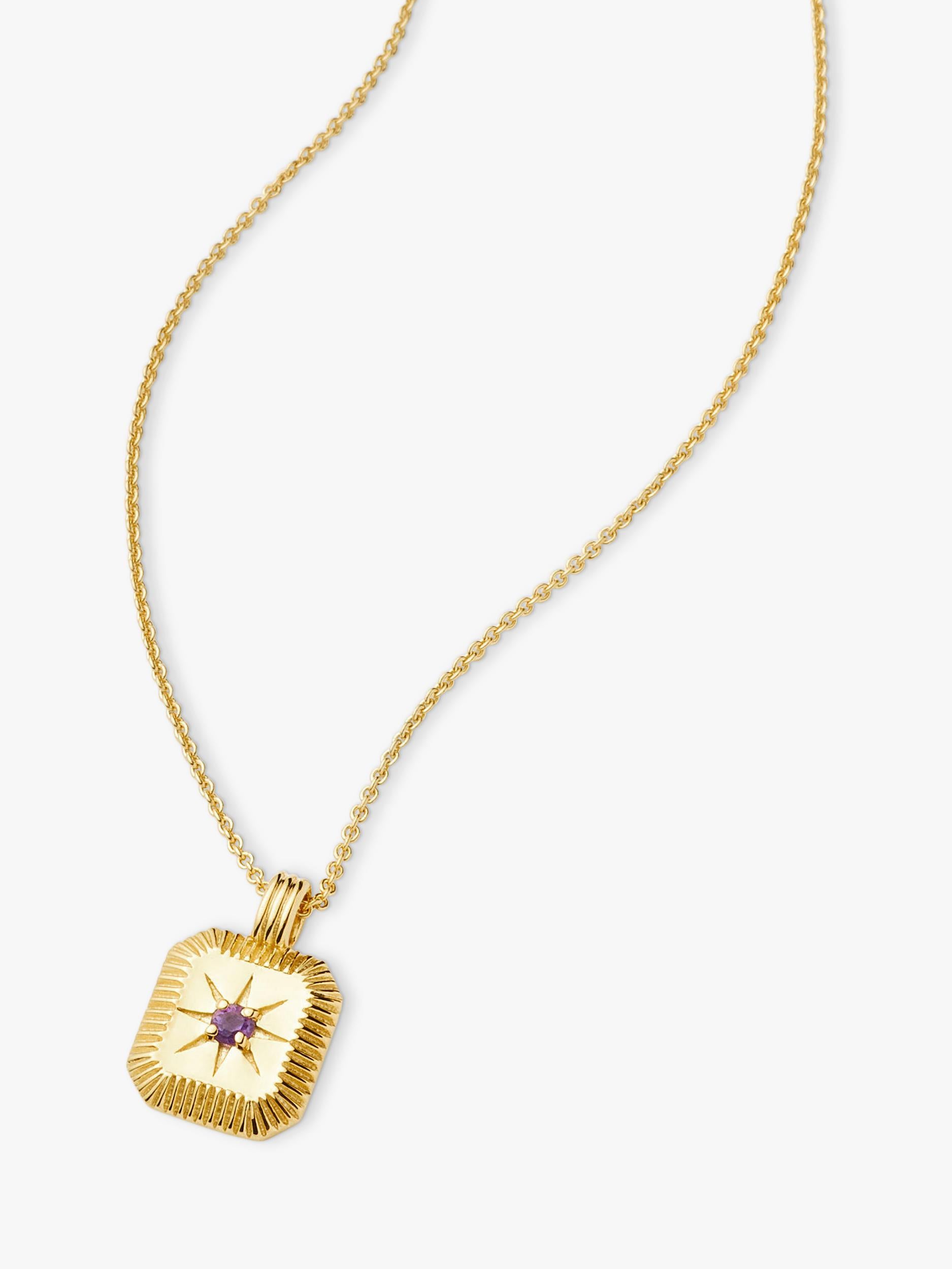Missoma Birthstone Ridged Pendant Necklace gold vermeil amethyst - British product