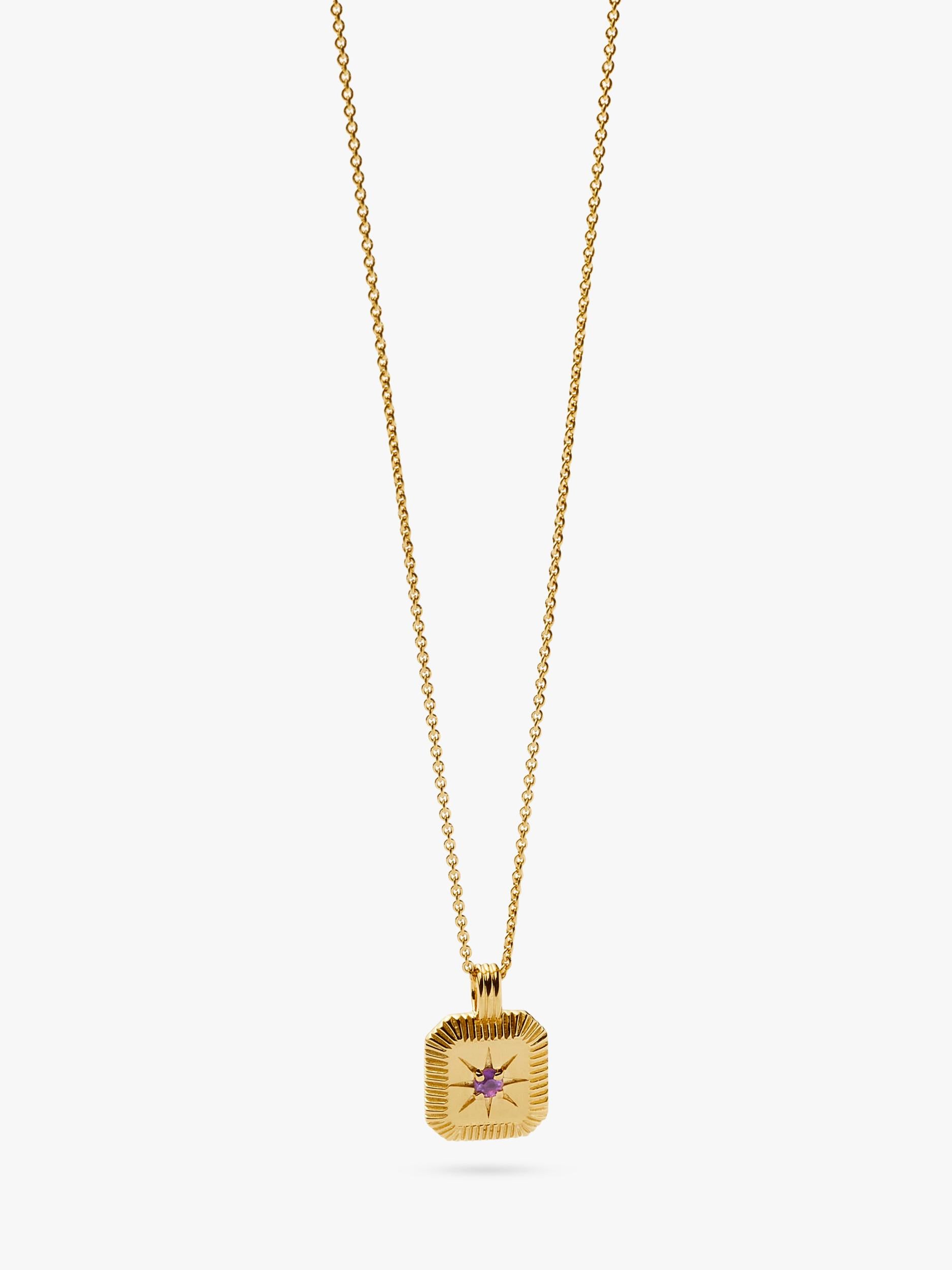 Missoma Birthstone Ridged Pendant Necklace gold vermeil amethyst - British product