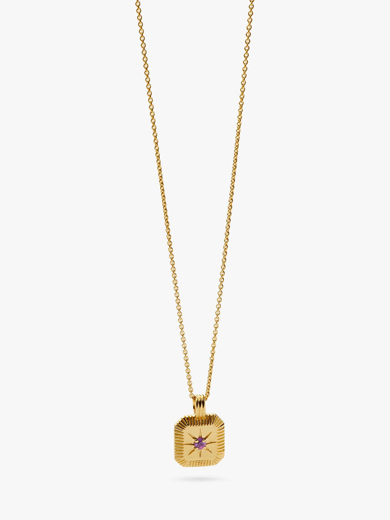 Missoma Birthstone Ridged Pendant Necklace gold vermeil amethyst - British product