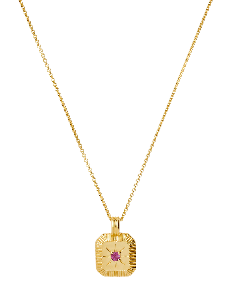 Missoma Amethyst Birthstone Ridged Pendant Necklace
