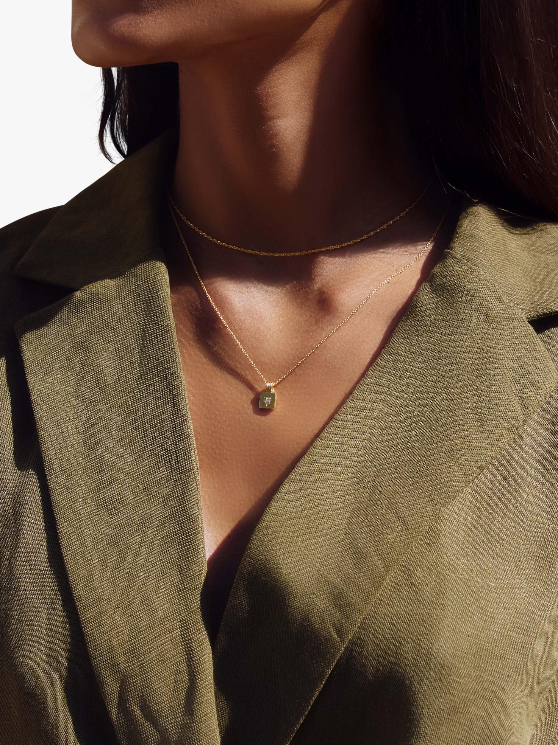 Missoma gold birthstone pendant necklace cubic zirconia (British brand)