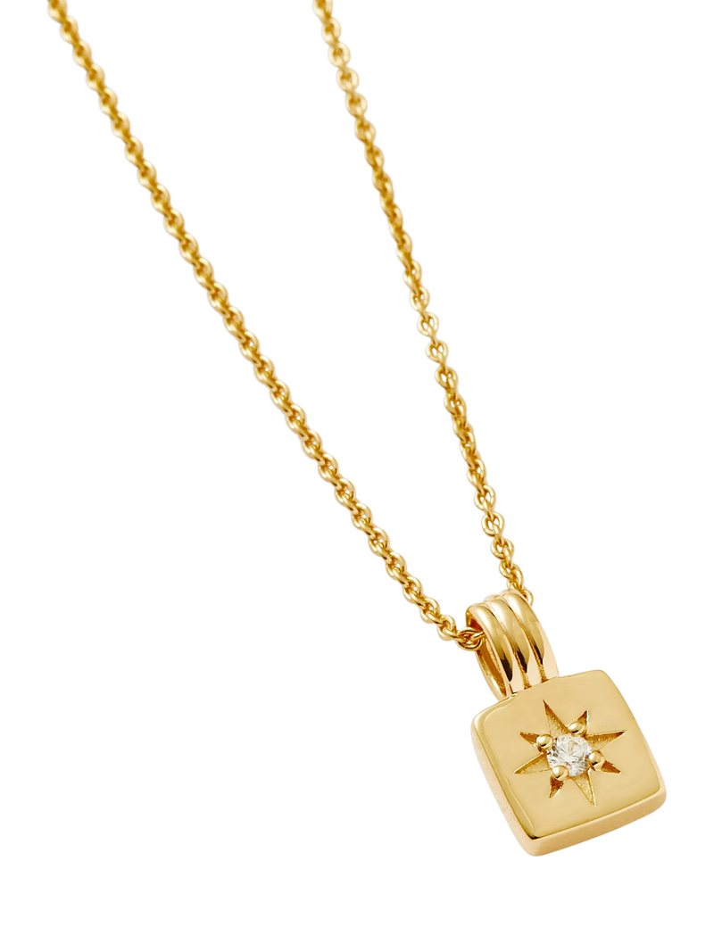 Missoma gold birthstone pendant necklace cubic zirconia (British brand)