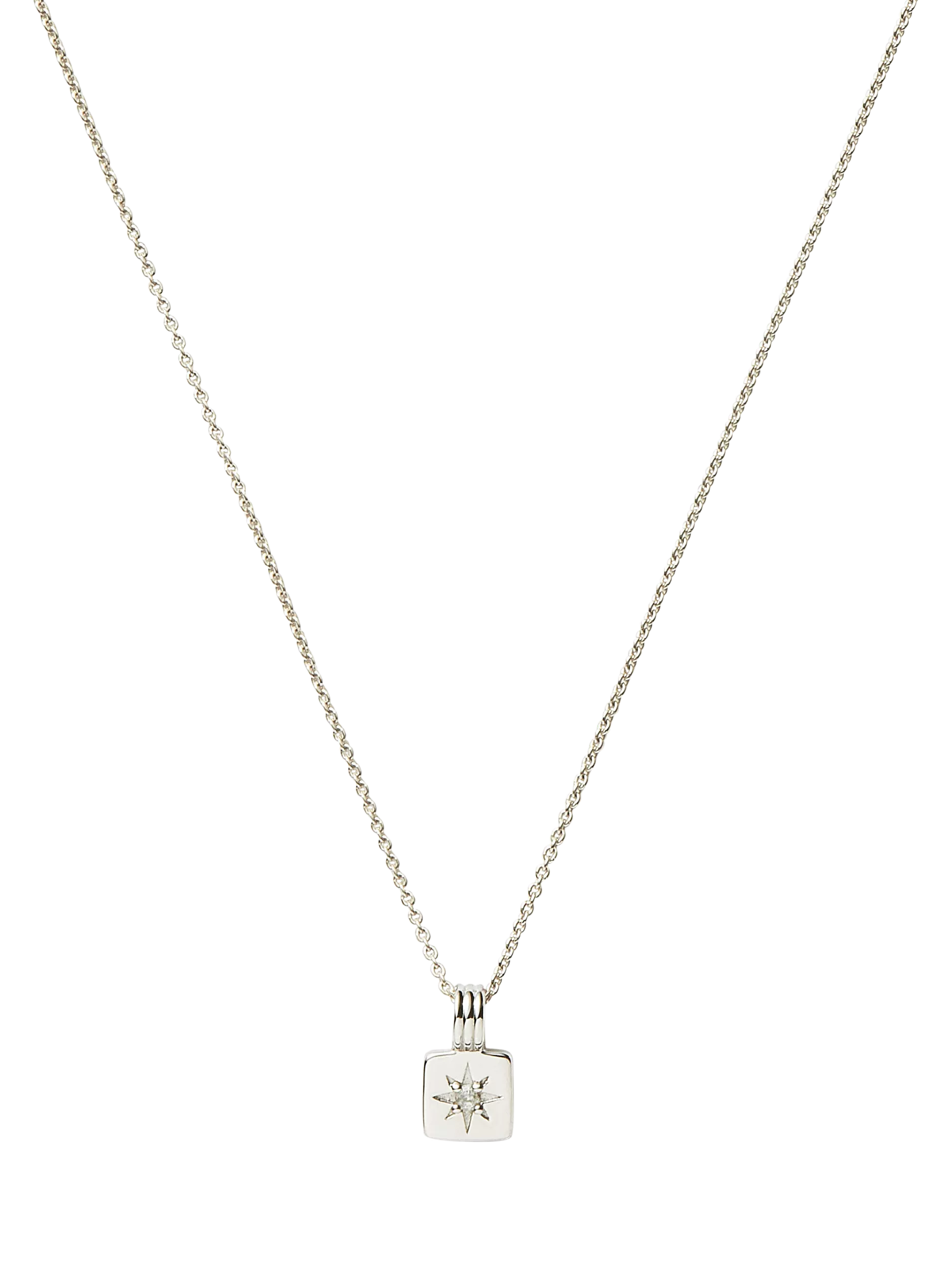 Missoma silver birthstone ridged pendant necklace, imported from the UK
