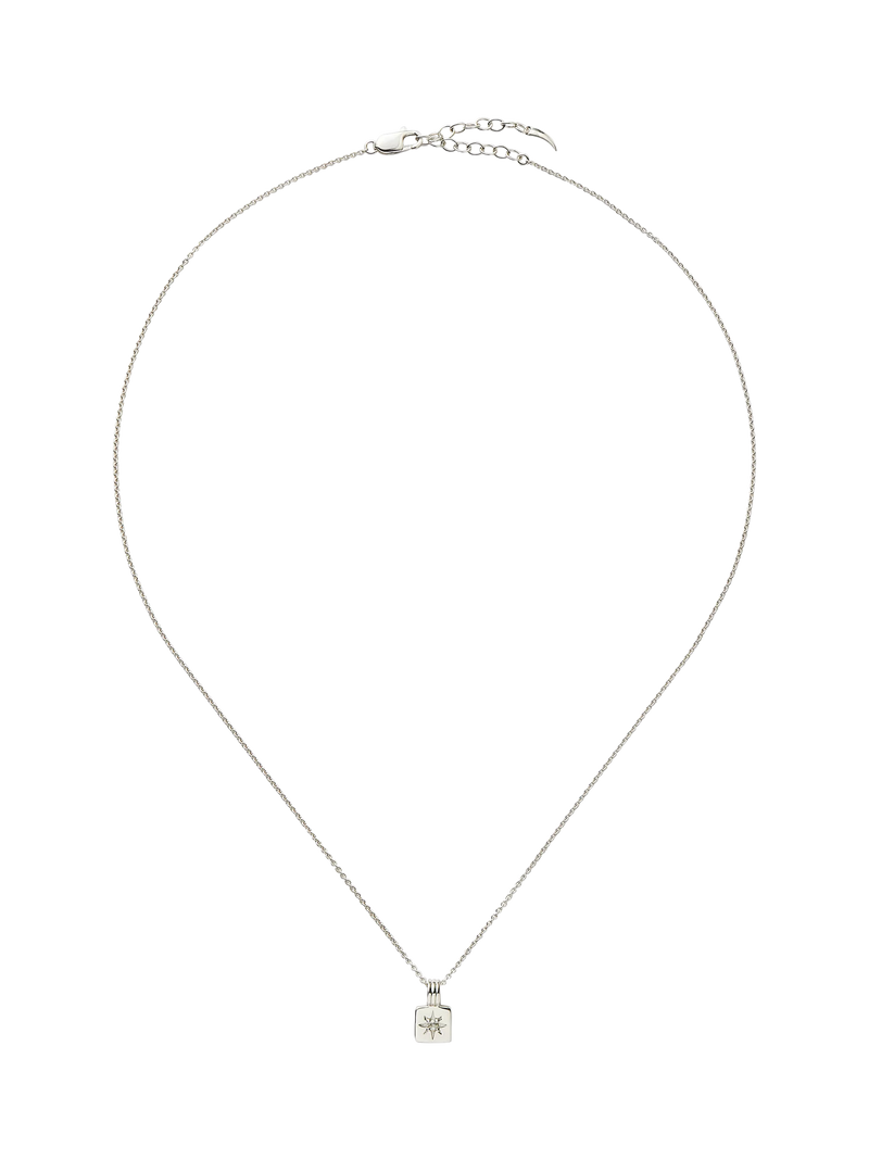 Missoma silver birthstone ridged pendant necklace, imported from the UK