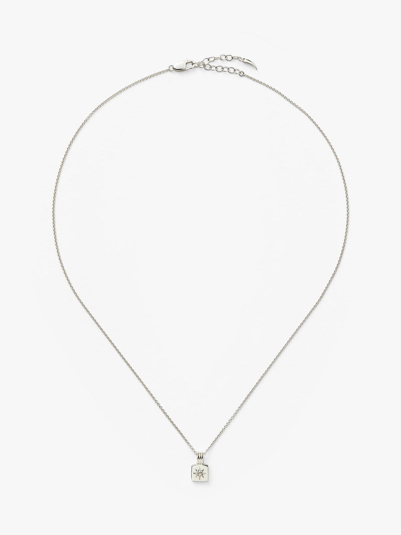 Missoma silver birthstone ridged pendant necklace, imported from the UK