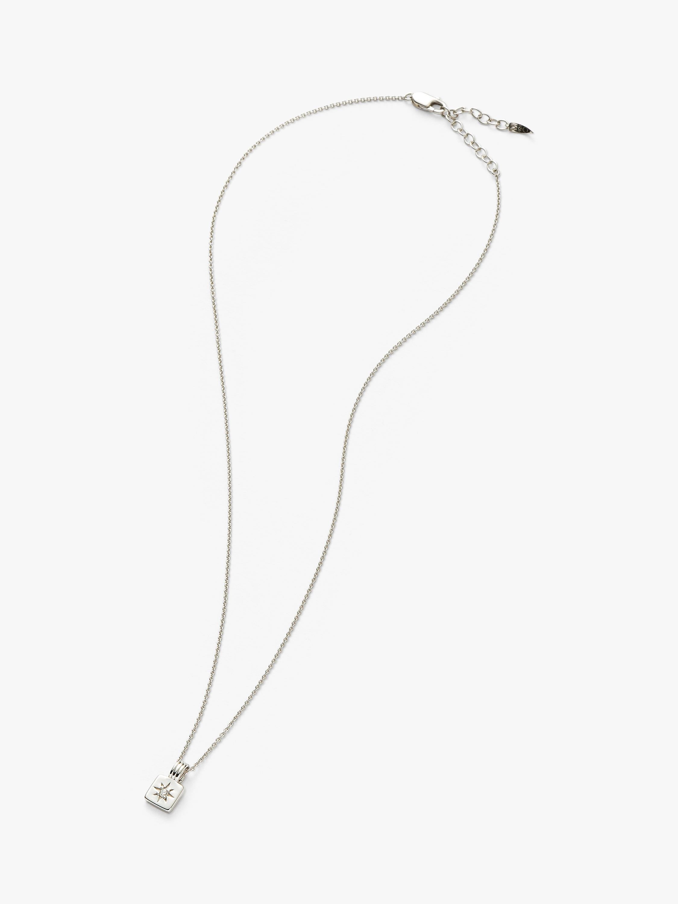 Missoma silver birthstone ridged pendant necklace, imported from the UK