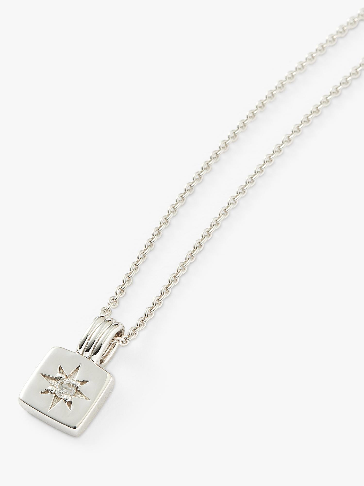 Missoma silver birthstone ridged pendant necklace, imported from the UK