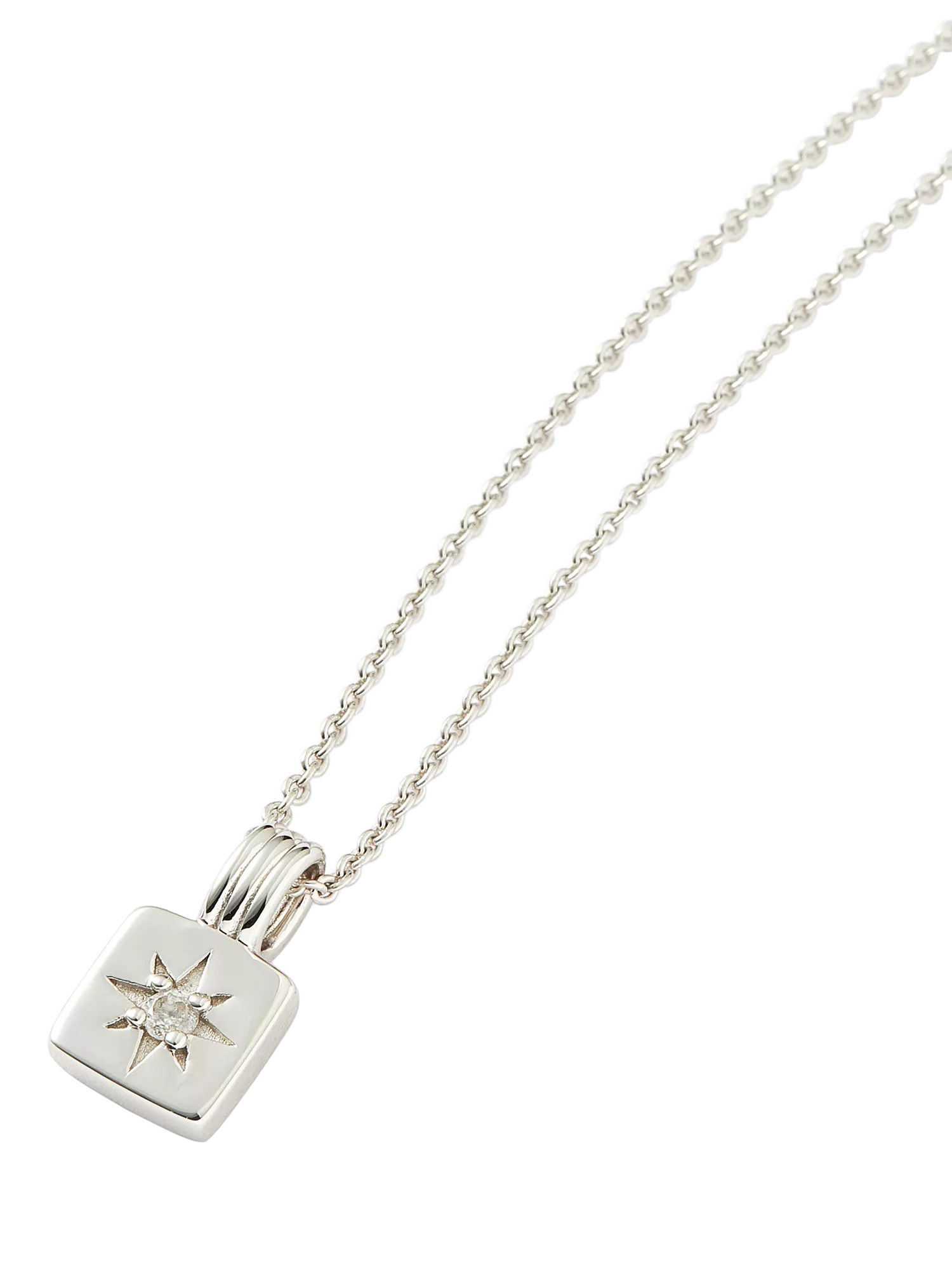 Missoma silver birthstone ridged pendant necklace, imported from the UK