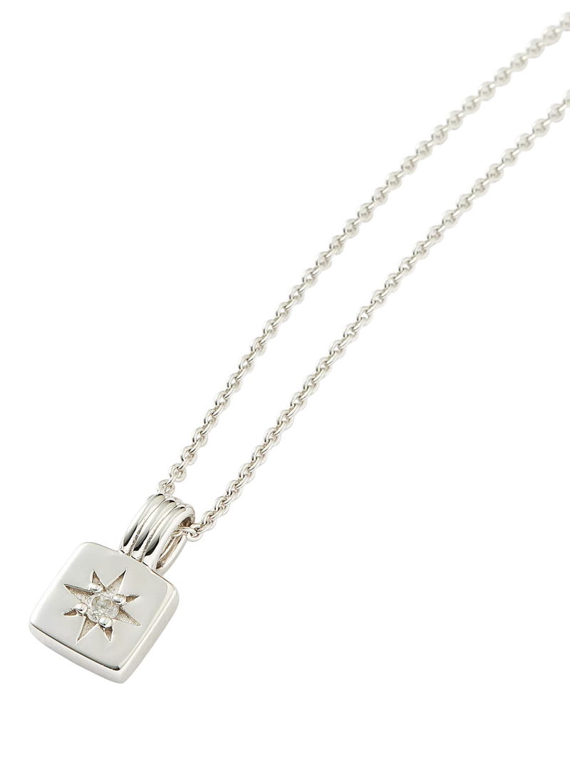 Missoma silver birthstone ridged pendant necklace, imported from the UK