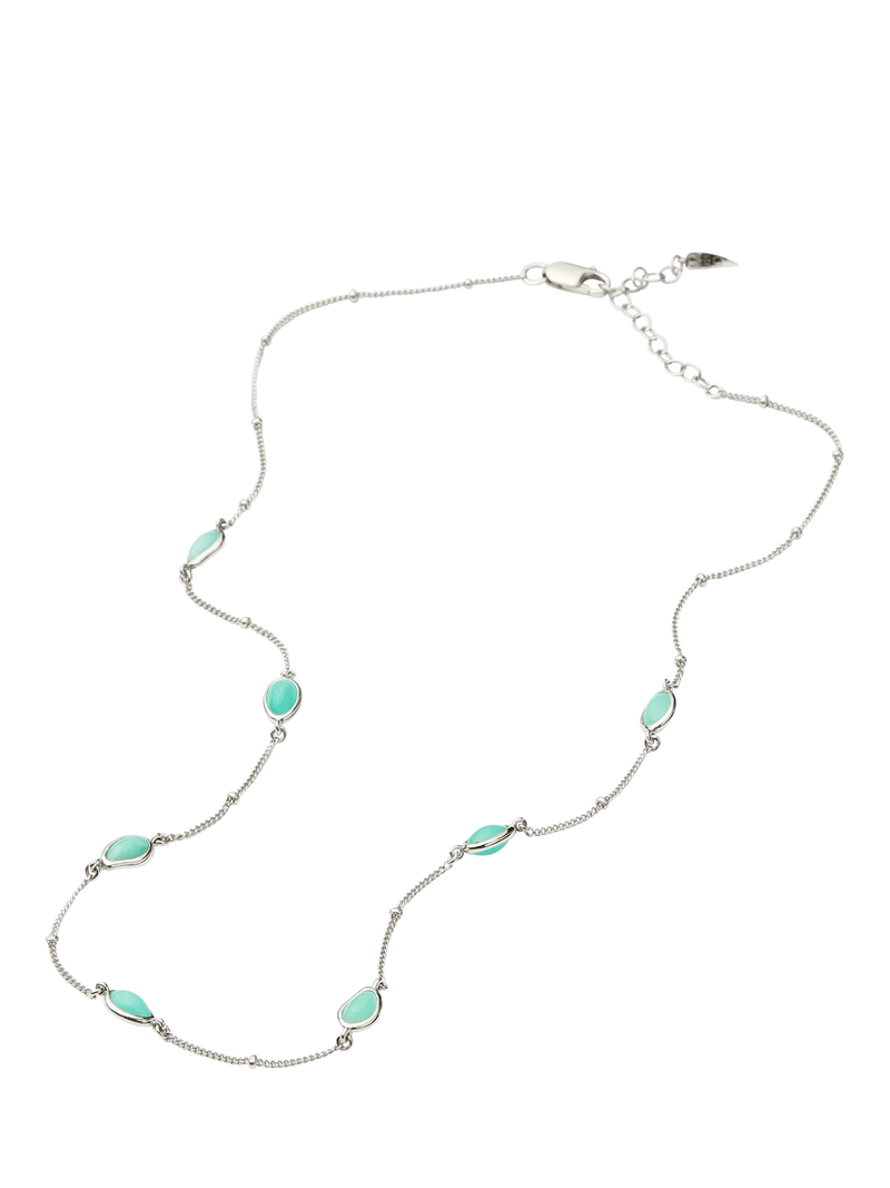 Missoma Molten Amazonite Charm Necklace in silver - British product