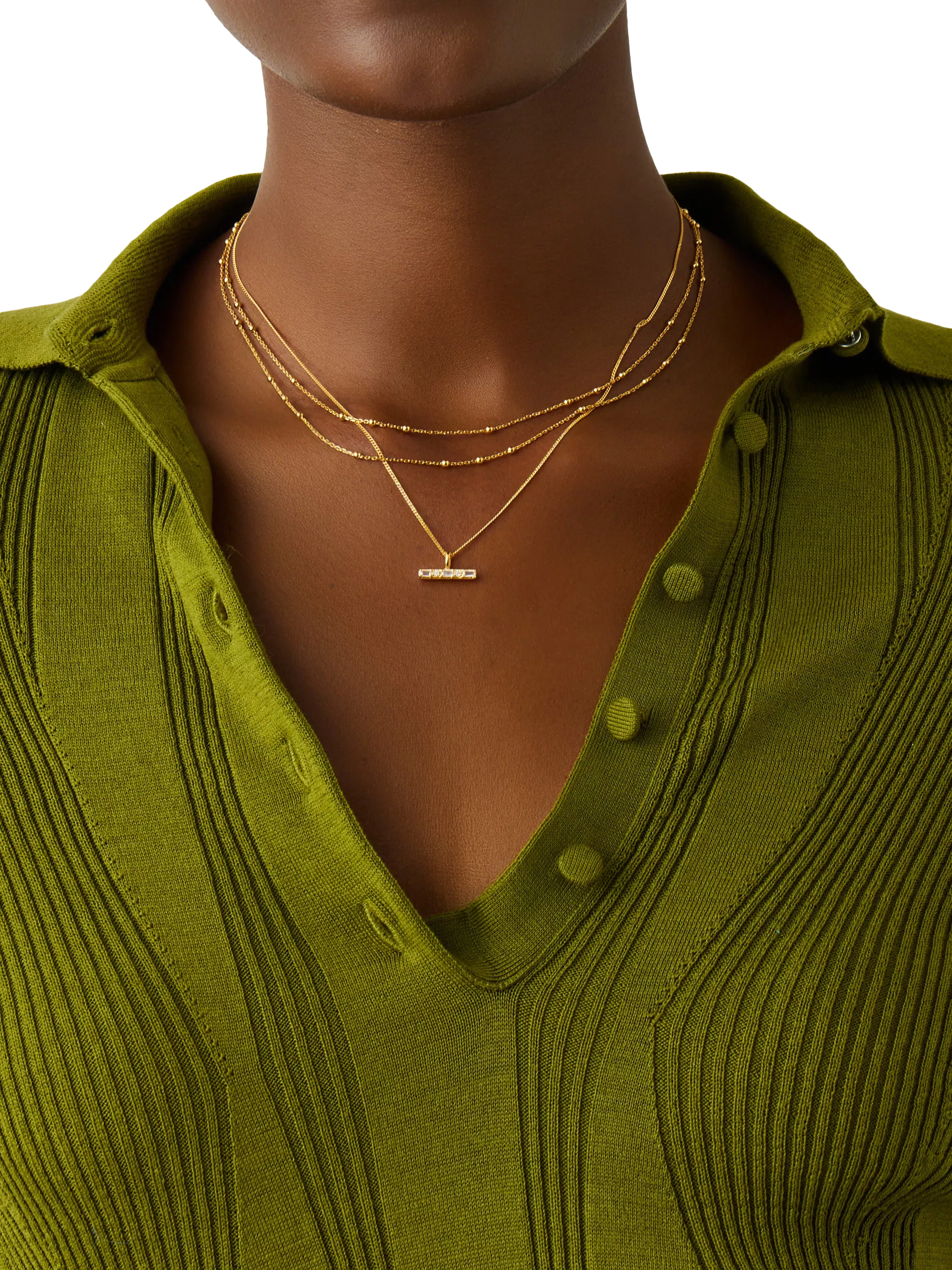 Missoma crystal T-bar necklace gold vermeil - British product
