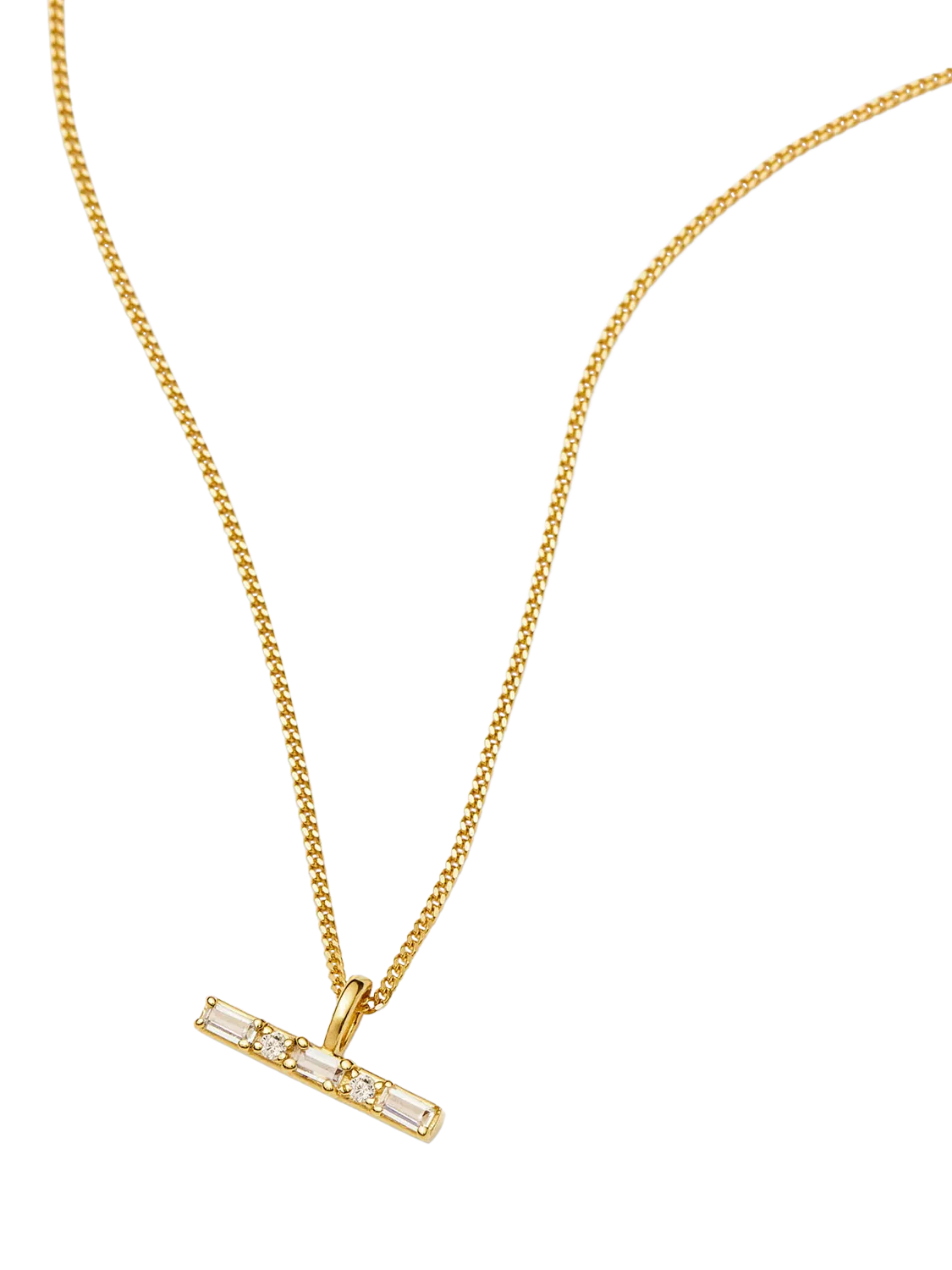 Missoma crystal T-bar necklace gold vermeil - British product